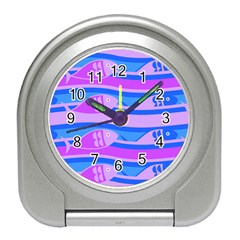 Fish Texture Blue Violet Module Travel Alarm Clock by HermanTelo