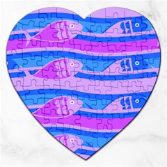 Fish Texture Blue Violet Module Jigsaw Puzzle (heart) by HermanTelo