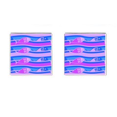 Fish Texture Blue Violet Module Cufflinks (square) by HermanTelo