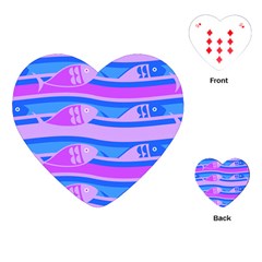 Fish Texture Blue Violet Module Playing Cards Single Design (heart)