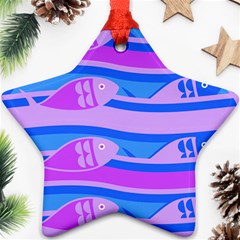 Fish Texture Blue Violet Module Star Ornament (two Sides)