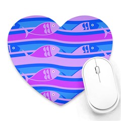 Fish Texture Blue Violet Module Heart Mousepads