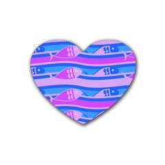 Fish Texture Blue Violet Module Rubber Coaster (heart) 