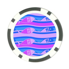 Fish Texture Blue Violet Module Poker Chip Card Guard