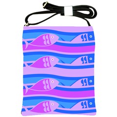 Fish Texture Blue Violet Module Shoulder Sling Bag