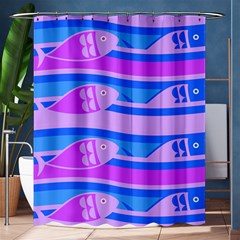 Fish Texture Blue Violet Module Shower Curtain 60  X 72  (medium)  by HermanTelo