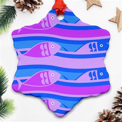 Fish Texture Blue Violet Module Snowflake Ornament (two Sides)