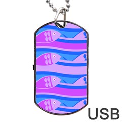 Fish Texture Blue Violet Module Dog Tag Usb Flash (one Side) by HermanTelo