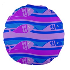 Fish Texture Blue Violet Module Large 18  Premium Round Cushions