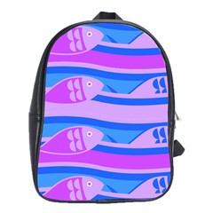 Fish Texture Blue Violet Module School Bag (xl) by HermanTelo