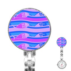 Fish Texture Blue Violet Module Stainless Steel Nurses Watch