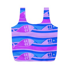 Fish Texture Blue Violet Module Full Print Recycle Bag (m)