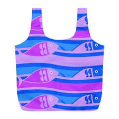 Fish Texture Blue Violet Module Full Print Recycle Bag (l)