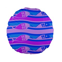 Fish Texture Blue Violet Module Standard 15  Premium Flano Round Cushions