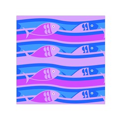 Fish Texture Blue Violet Module Small Satin Scarf (square) by HermanTelo