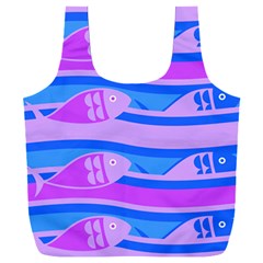 Fish Texture Blue Violet Module Full Print Recycle Bag (xxl)