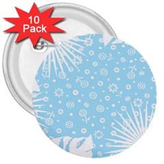 Flower Illustrations 3  Buttons (10 Pack)  by HermanTelo