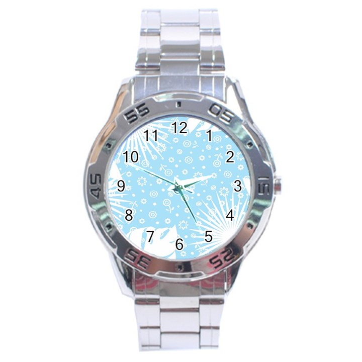 Flower Illustrations Stainless Steel Analogue Watch