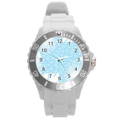 Flower Illustrations Round Plastic Sport Watch (l)