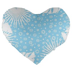 Flower Illustrations Large 19  Premium Heart Shape Cushions