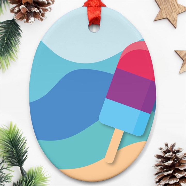 Ice Summer Beach Sea Dessert Ornament (Oval)