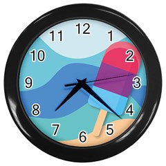 Ice Summer Beach Sea Dessert Wall Clock (black) by HermanTelo