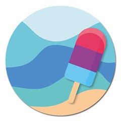 Ice Summer Beach Sea Dessert Magnet 5  (round) by HermanTelo