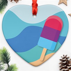 Ice Summer Beach Sea Dessert Heart Ornament (two Sides) by HermanTelo