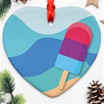 Ice Summer Beach Sea Dessert Heart Ornament (Two Sides) Front