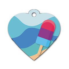 Ice Summer Beach Sea Dessert Dog Tag Heart (one Side) by HermanTelo