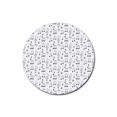 Music Notes Wallpaper Rubber Round Coaster (4 Pack)  by Mariart