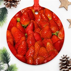 Colorful Strawberries At Market Display 1 Ornament (round)