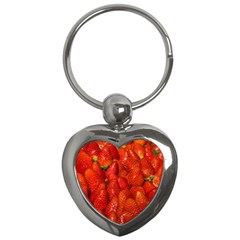 Colorful Strawberries At Market Display 1 Key Chain (heart) by dflcprintsclothing