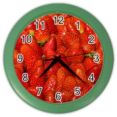 Colorful Strawberries At Market Display 1 Color Wall Clock by dflcprintsclothing