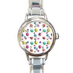 Egg Easter Texture Colorful Round Italian Charm Watch