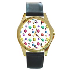 Egg Easter Texture Colorful Round Gold Metal Watch by HermanTelo