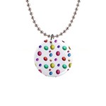 Egg Easter Texture Colorful 1  Button Necklace Front