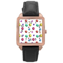 Egg Easter Texture Colorful Rose Gold Leather Watch 