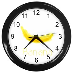 Banana Fruit Watercolor Painted Wall Clock (black) by Mariart