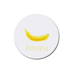 Banana Fruit Watercolor Painted Rubber Coaster (round)  by Mariart