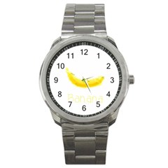 Banana Fruit Watercolor Painted Sport Metal Watch by Mariart