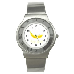 Banana Fruit Watercolor Painted Stainless Steel Watch by Mariart