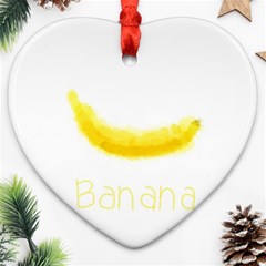 Banana Fruit Watercolor Painted Heart Ornament (two Sides) by Mariart