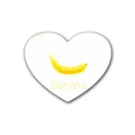 Banana Fruit Watercolor Painted Rubber Coaster (Heart)  Front