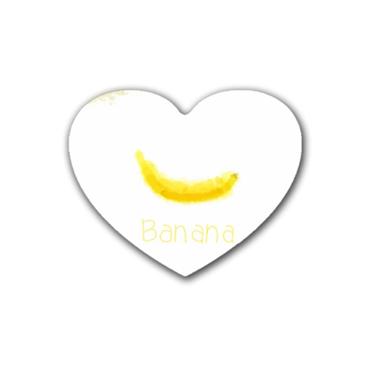 Banana Fruit Watercolor Painted Rubber Coaster (Heart) 