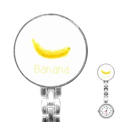 Banana Fruit Watercolor Painted Stainless Steel Nurses Watch by Mariart