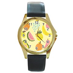 Fruit Round Gold Metal Watch by HermanTelo