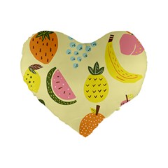 Fruit Standard 16  Premium Flano Heart Shape Cushions