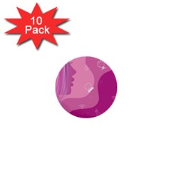 Online Woman Beauty Purple 1  Mini Buttons (10 Pack)  by Mariart