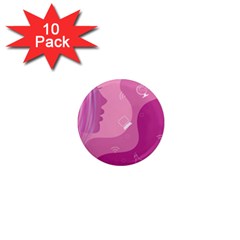 Online Woman Beauty Purple 1  Mini Magnet (10 Pack)  by Mariart